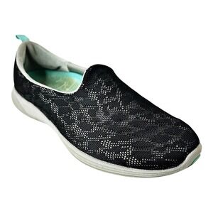 Vionic Hydra Slip On Sneakers Womens 8.5 WIDE Black Mesh AMS Orthotic Shoes Flat